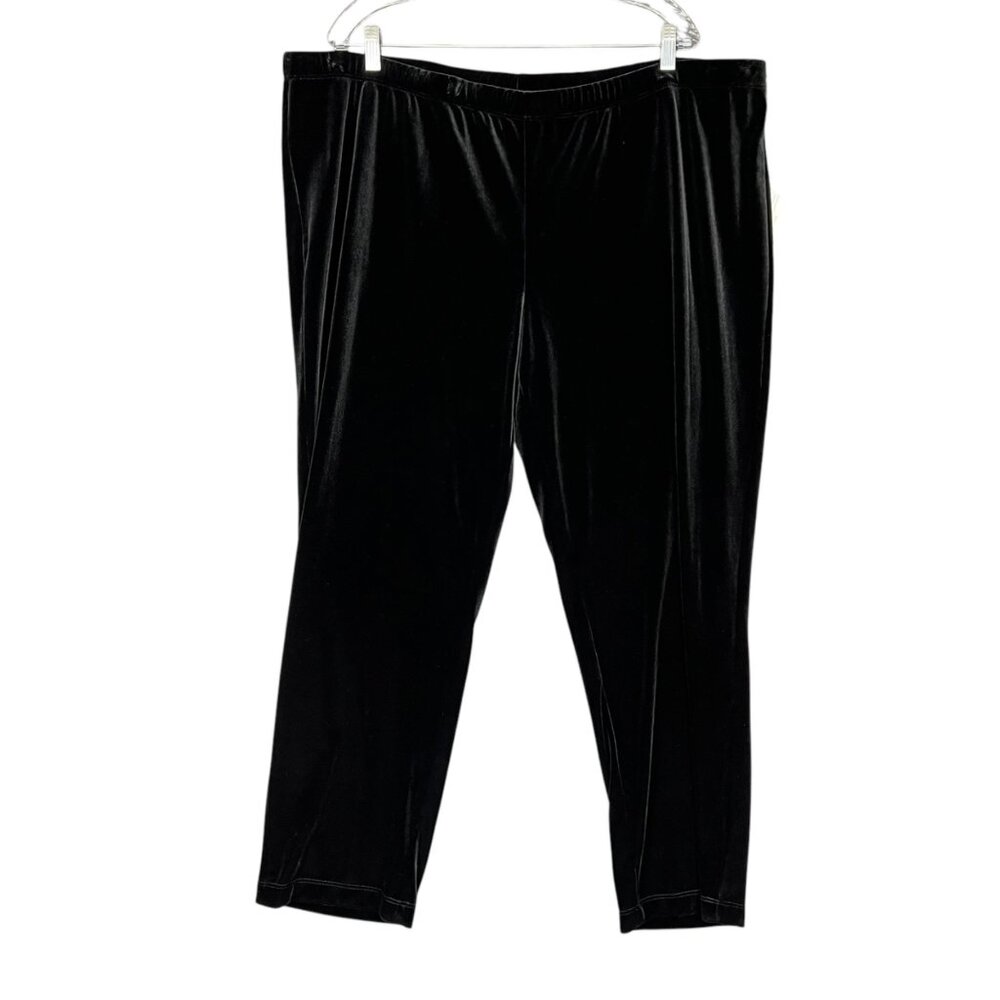 Chicos Travelers Womens Plus Velvet Essential Slim Pants Black size XXL Short